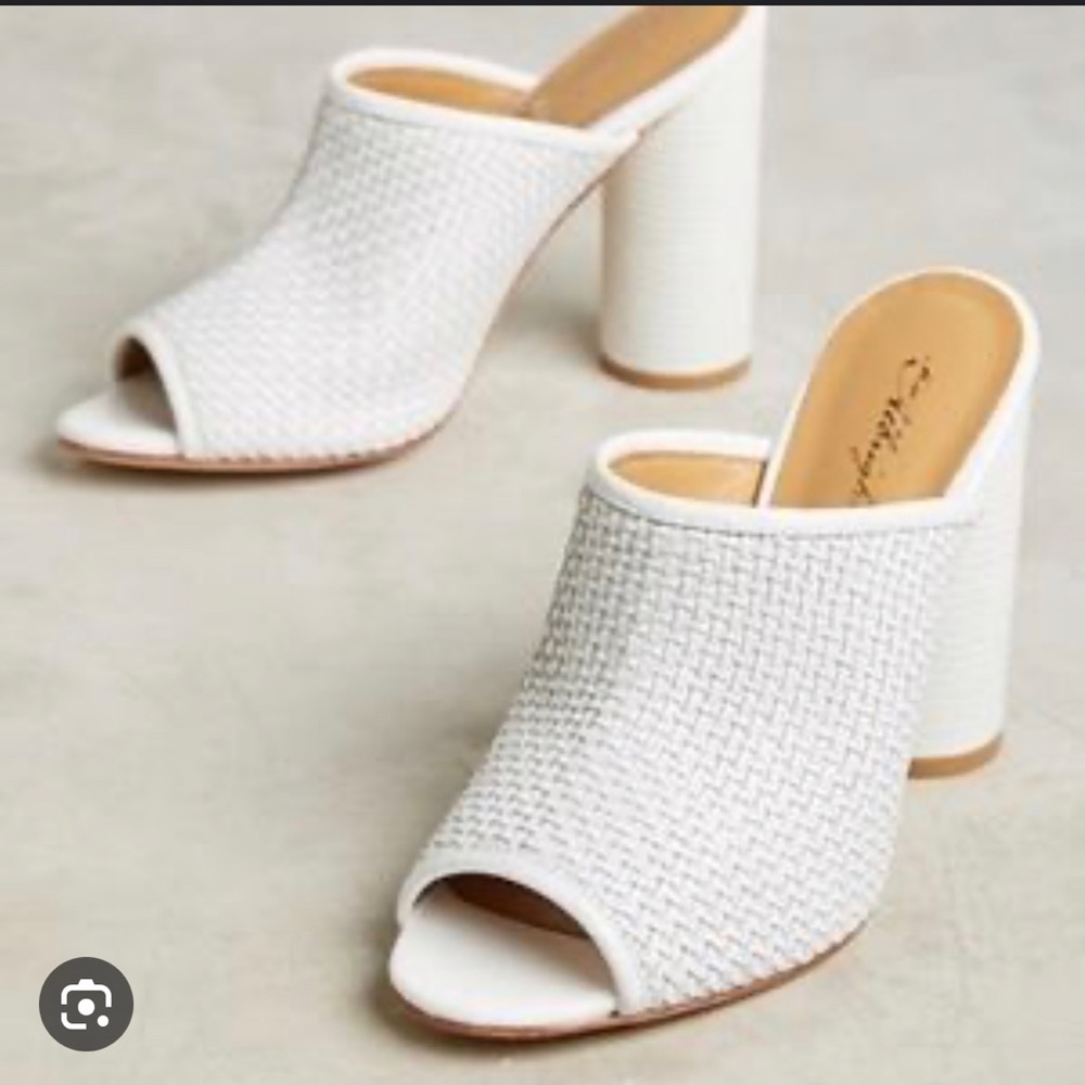 MISS ALBRIGHT White Block Heel Mule Sandals Size 8.5